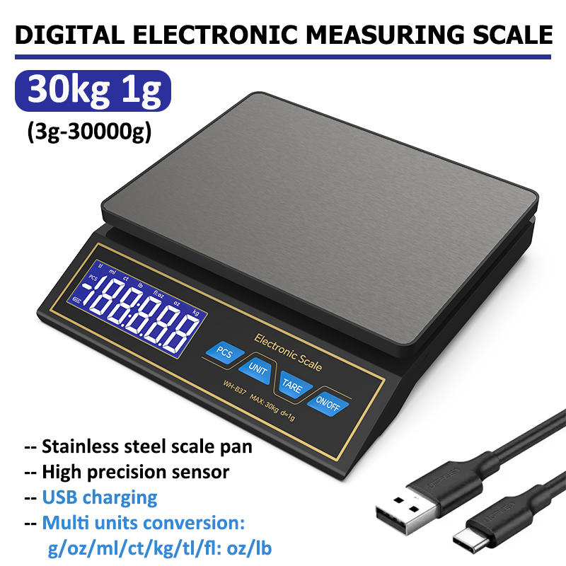 Unique Electronics Gadgets - Báscula de cocina Digital LCD, 30kg/1g,