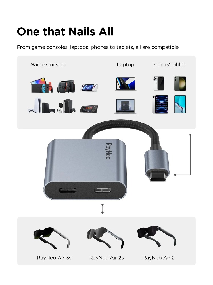 Adaptadores USB-C RAYNEO con C - Smart Glasses Ar reseña y precio